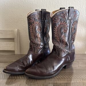Vintage Exotic Nocona Men's Cowboy Boots Size 14 E Made In USA Brown Rare